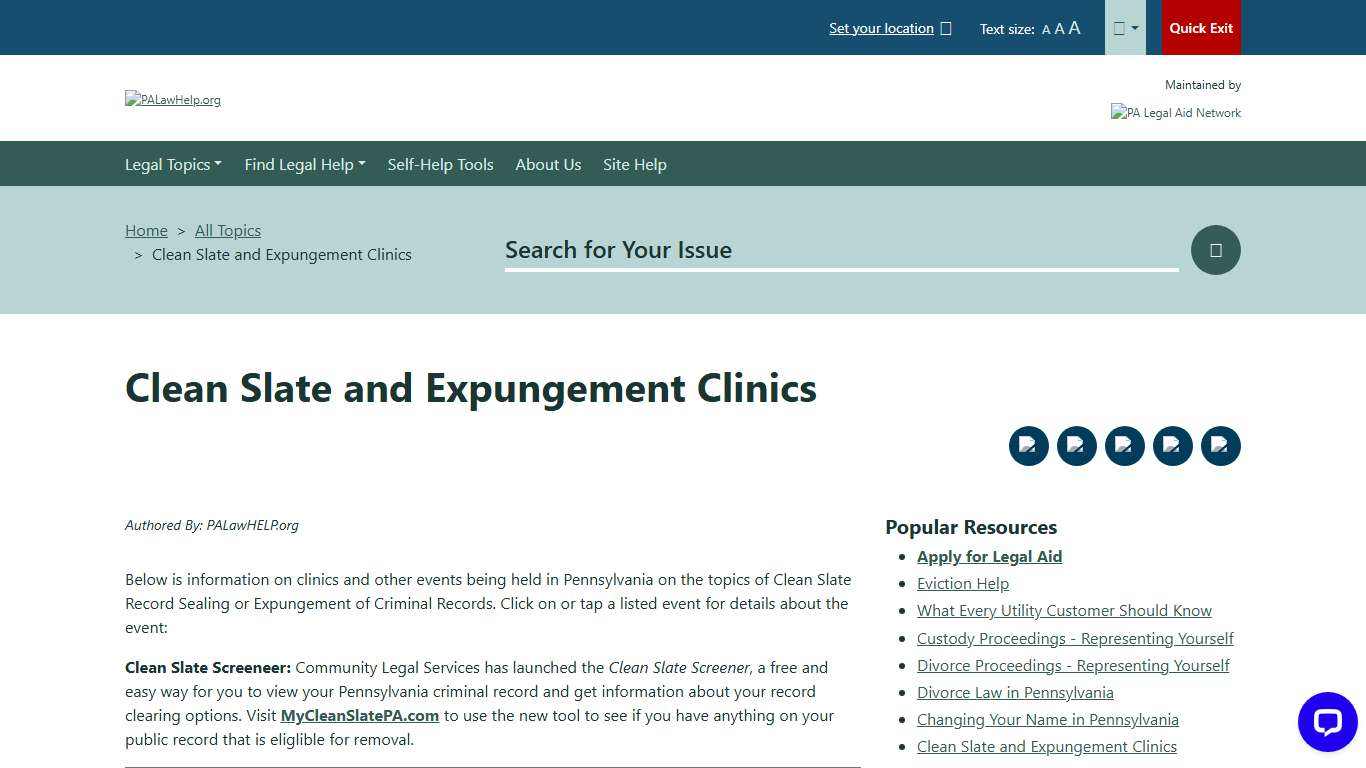 Clean Slate and Expungement Clinics PALawHELP.org - Your Online Guide to Legal Information and Legal Services in Pennsylvania